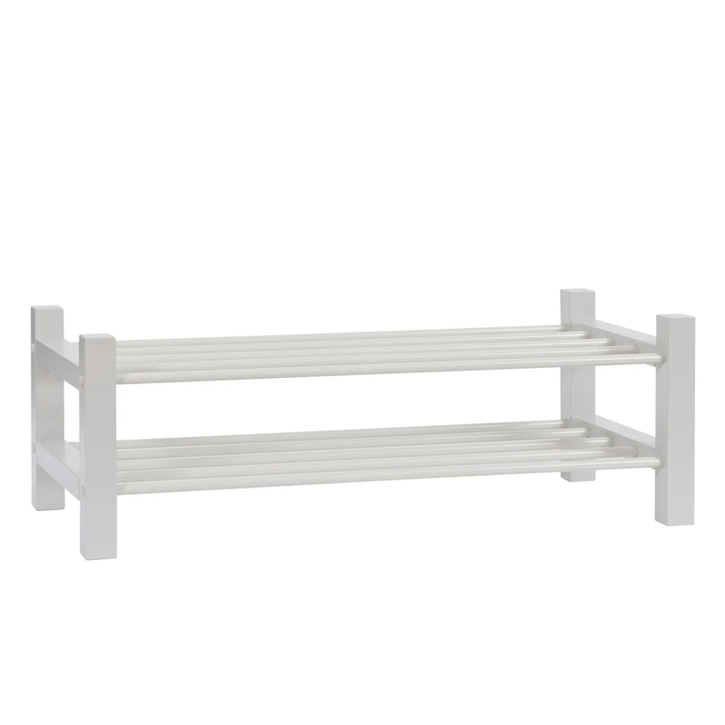 LOVE IT STORE IT - Loft - Stackable Shoe Rack - Metal and Wood Shoe Shelf for up to 8 Pairs of Shoes - Shoe Storage on 2 Levels - Stable - Grey - 70 cm Wide