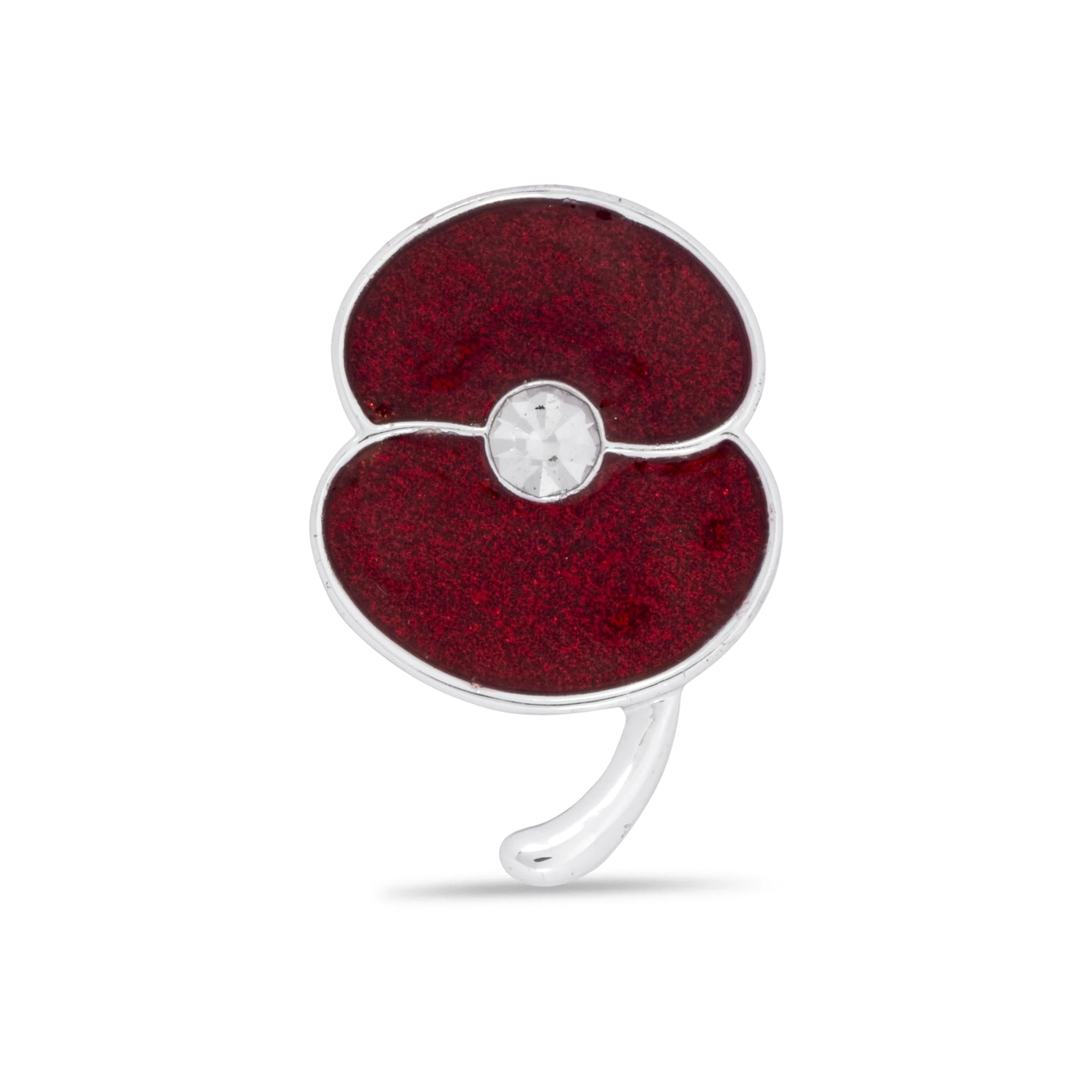 Official Royal British Legion Glitter Poppy with Crystal Centre Pin