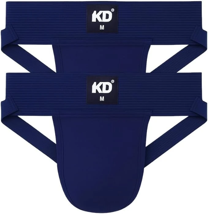 KD Willmax Organic Cotton Jockstrap Gym Supporter – 3” Waistband, Soft & Durable (Navy Pack 2, Medium)