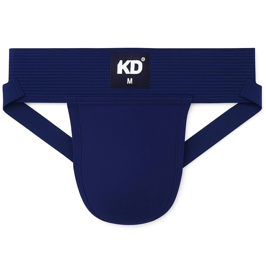 KD Willmax Organic Cotton Jockstrap Gym Supporter – 3” Waistband, Soft & Durable (Navy Pack 1, Large)