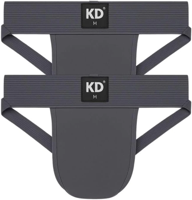 KD Willmax Organic Cotton Jockstrap Gym Supporter – 3” Waistband, Soft & Durable (Grey Pack 2, Small)
