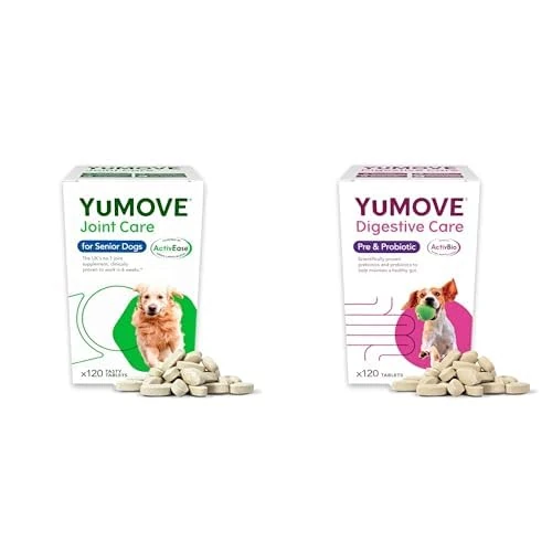 YuMOVE Senior Dog Joint Supplement & Digestive Health Bundle – 1x Senior Joint Care for Dogs Aged 8+, & 1x Digestive Support Pre and Probiotics Tablets - Eco Friendly Box