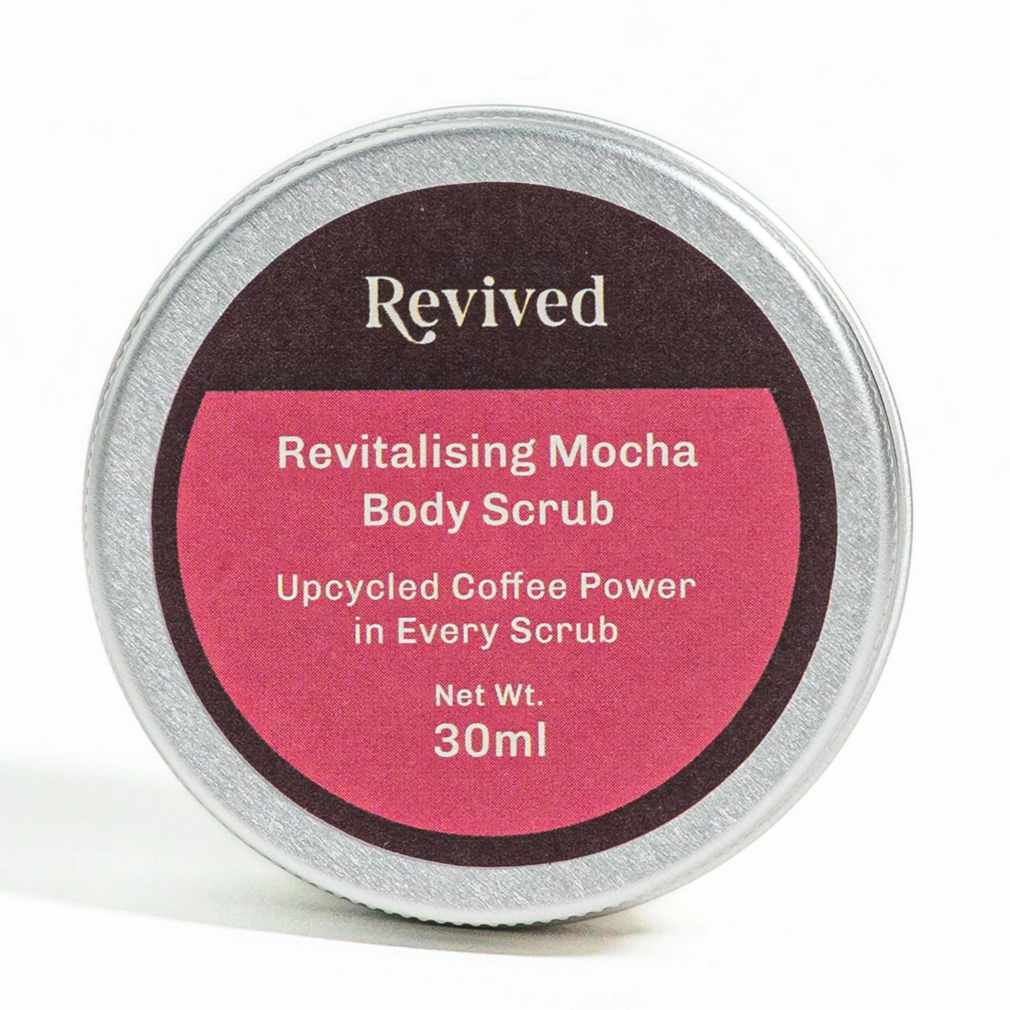 Revived Revitalising Mocha Body Scrub | Lab‑Formulated by Expert R&D Team | Quick & Easy Smooth Skin | Upcycled Coffee Grounds Exfoliator with Cocoa Butter & Sunflower Oil | Vegan Certified | 30ml
