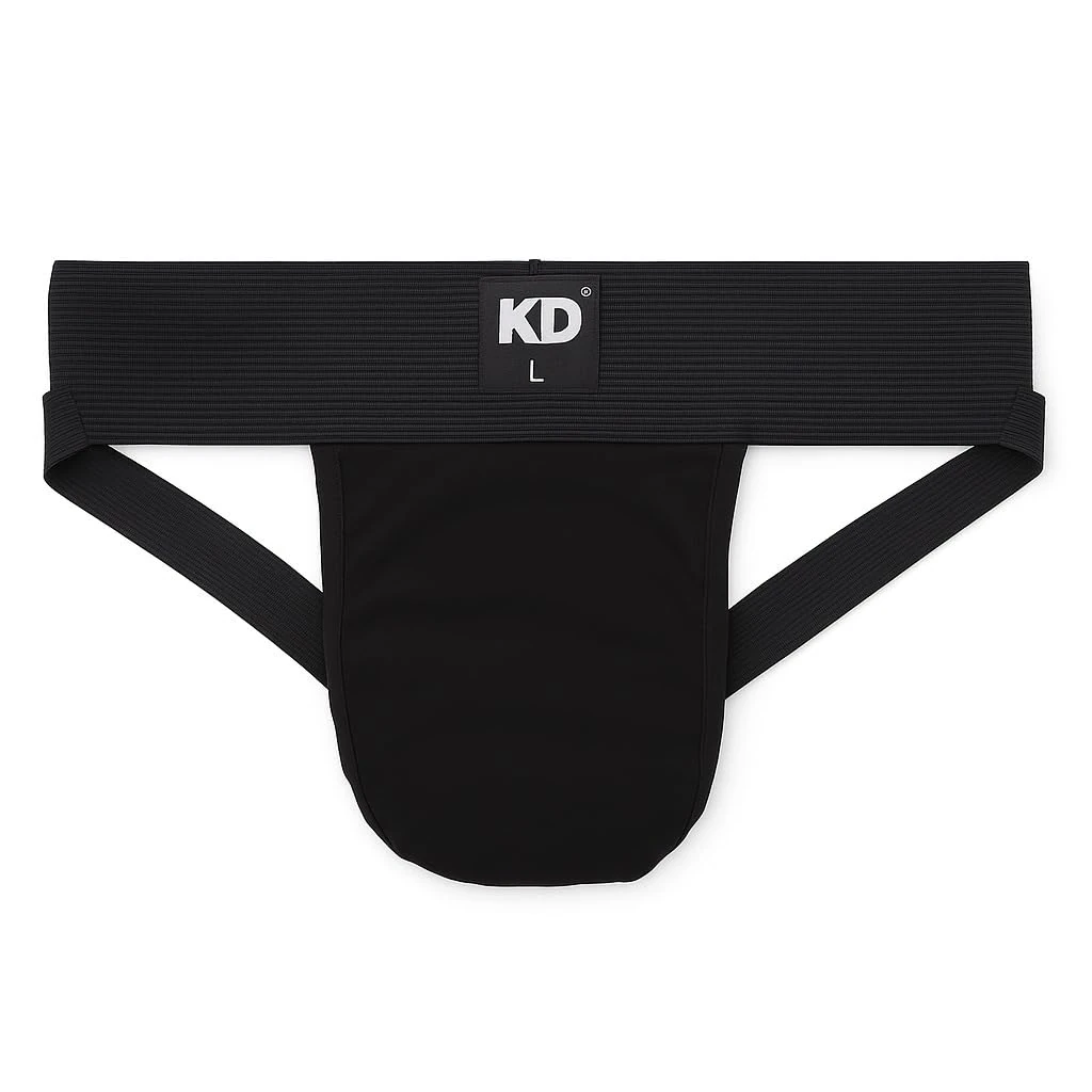 KD Willmax Organic Cotton Jockstrap Gym Supporter – 3” Waistband, Soft & Durable (Black Pack 1, Large)