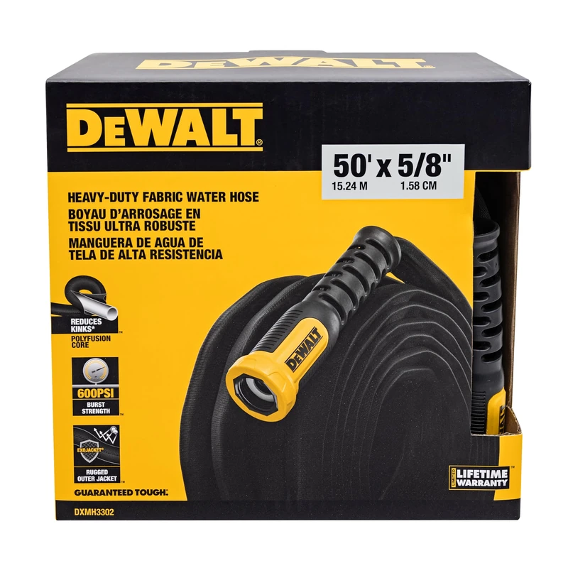 DEWALT 50 ft x 5/8 in Heavy-Duty Professional Grade Fabric Garden Hose - DXMH3302