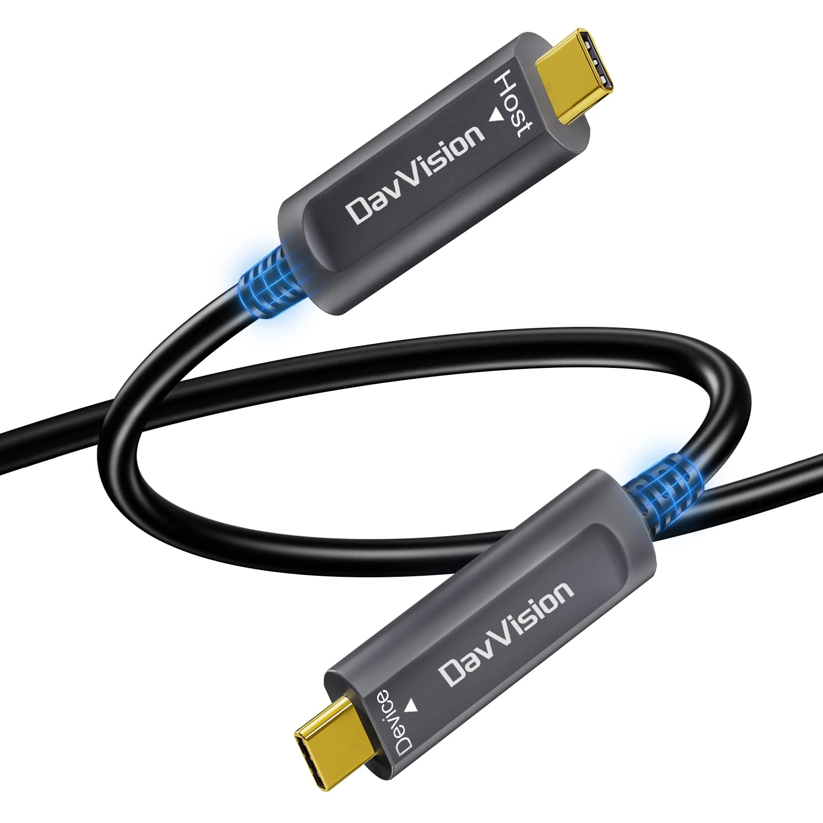 DavVision USB C Fiber Optic Cable 100 FT, 10Gbps USB 3.2 Gen2 Active USB C Cable with German SiliconLine Chip,Ultra Slim & Long Distance for Logitech 4K Camera,VR/AR,Video Conference,Industrial System