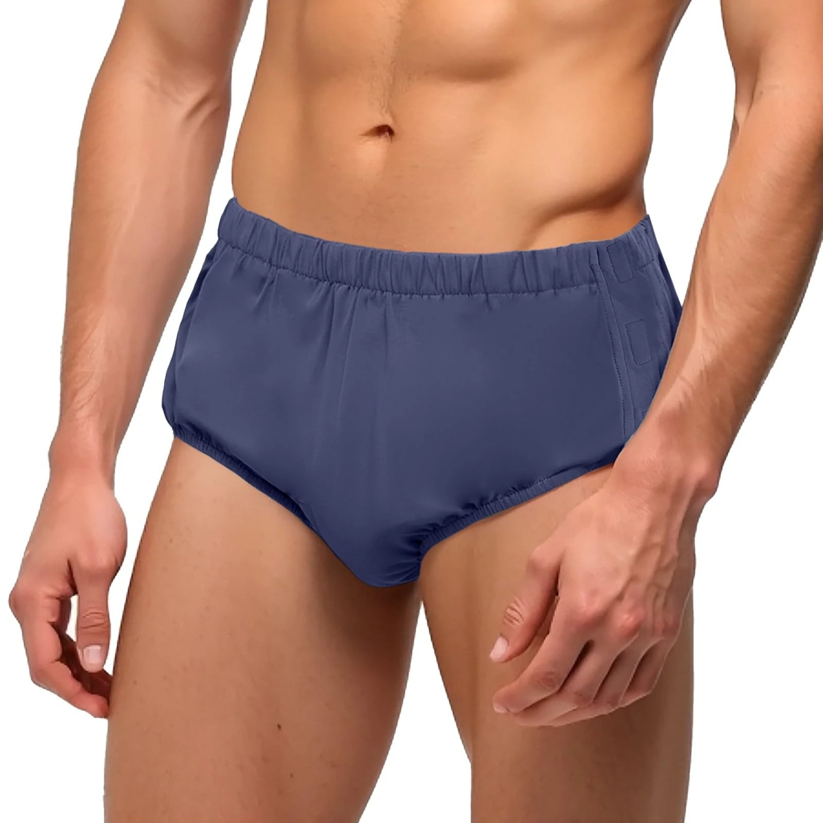 Boxer Shorts Men's Side Opening Tear-Off Care Underwear for Men After Surgery, Plain Cotton Briefs for Elderly, Easy to Put on and Take Off, J Blue, L