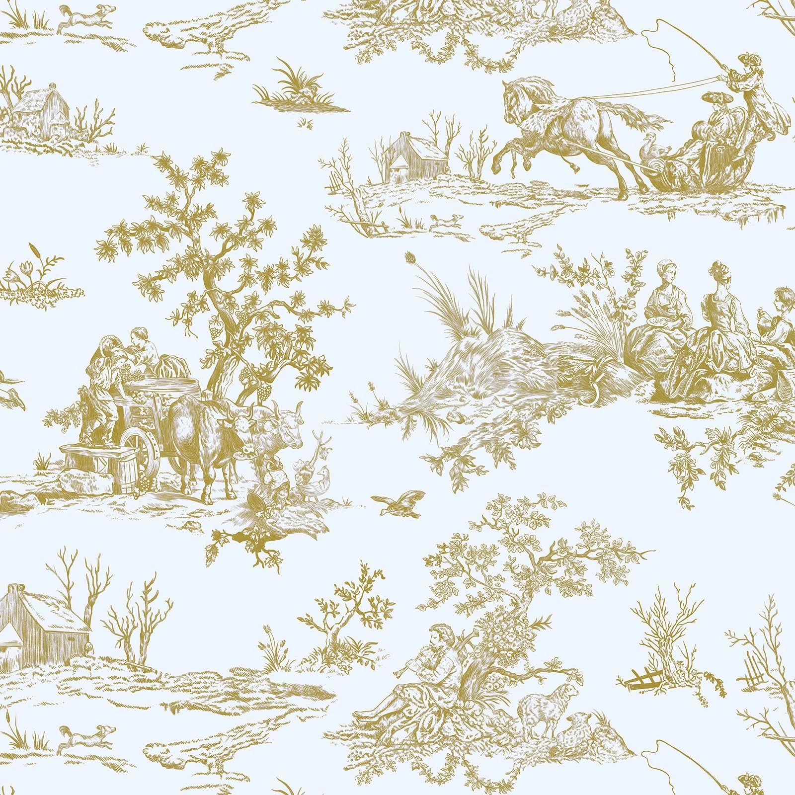 CiCiwind Self Adhesive Wallpaper Vintage Floral Contact Paper 44CM×10M White Gold Peel and Stick Vinyl Wrap Waterproof Sticky Back Plastic Thicken Yellow Stick on Wallpaper for Living Room Bedroom