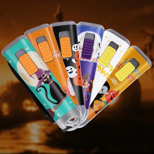 EverBrite 6-Pack LED Flashlights Halloween Gifts, Mini Flash Lights Handheld Torch with Lanyard, 18 AAA Batteries Included, Mixed Color