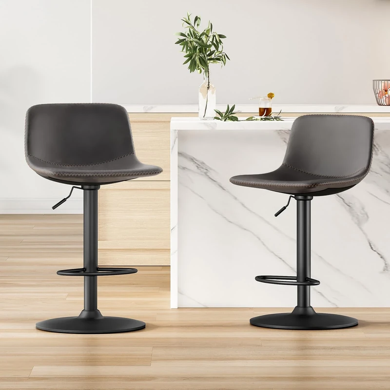 Farini Counter Height Bar Stools Set of 2, 27 inch, Solid Metal Base, Modern Counter Stool for Kitchen, Barstools