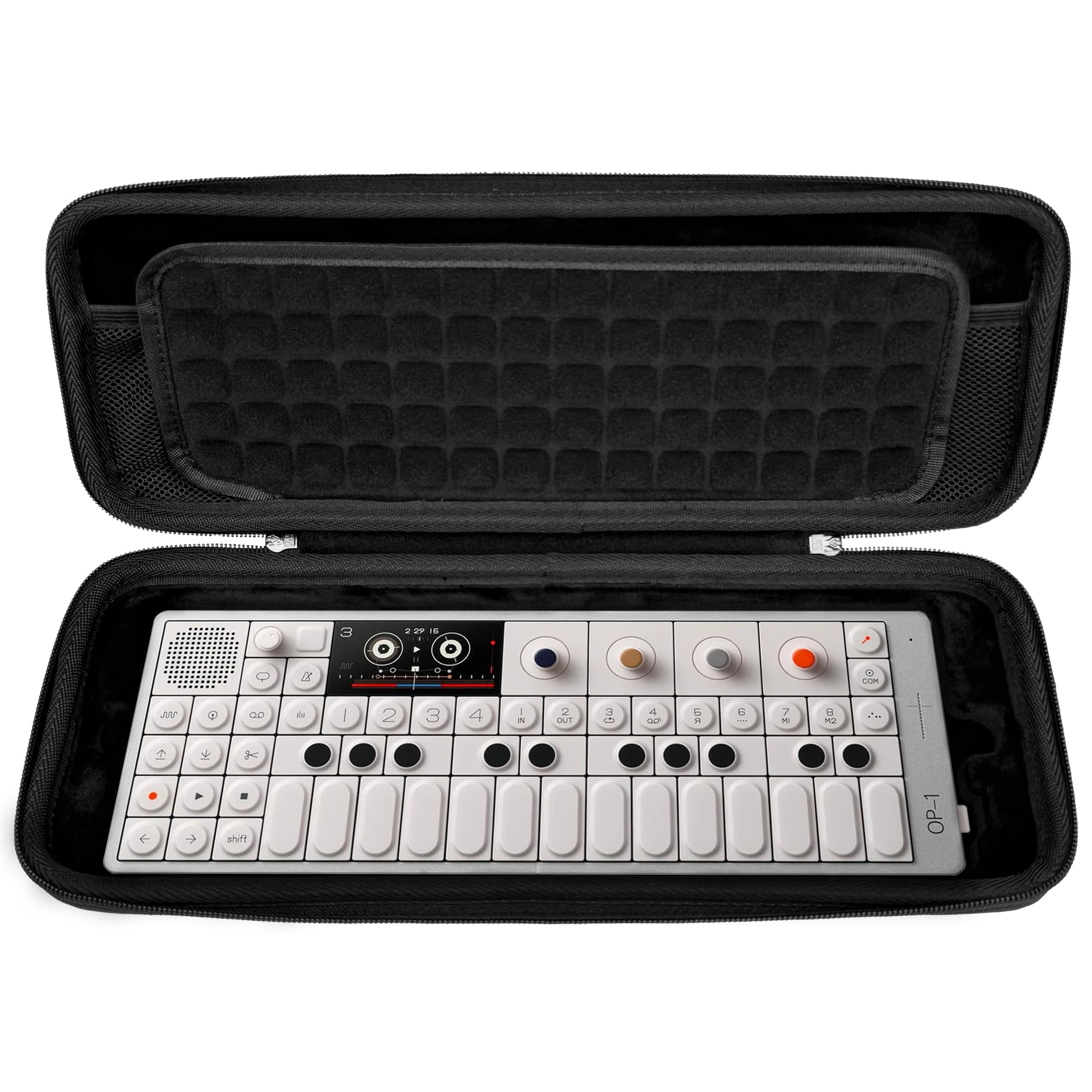 Musiin Audio Sampler Synthesizer Case Compatible with Teenage Engineering OP-1 Field/OP-XY, Portable Music Gear Storage Bag with Top Mesh Pocket and Groove Structure for Easy Access