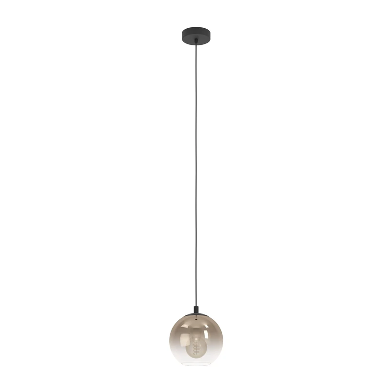 Eglo Pendant Lighting Ariscani, Hanging lamp for Dining Table, Ceiling Light Fitting Living Room, Black Metal and Copper Coloured Glass, E27 Socket, Ø 42.5 cm