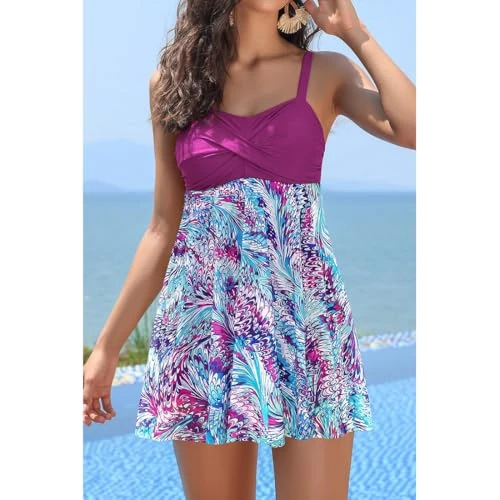 Generic Women's Twist Front One Piece Swimsuit - Peacock Print