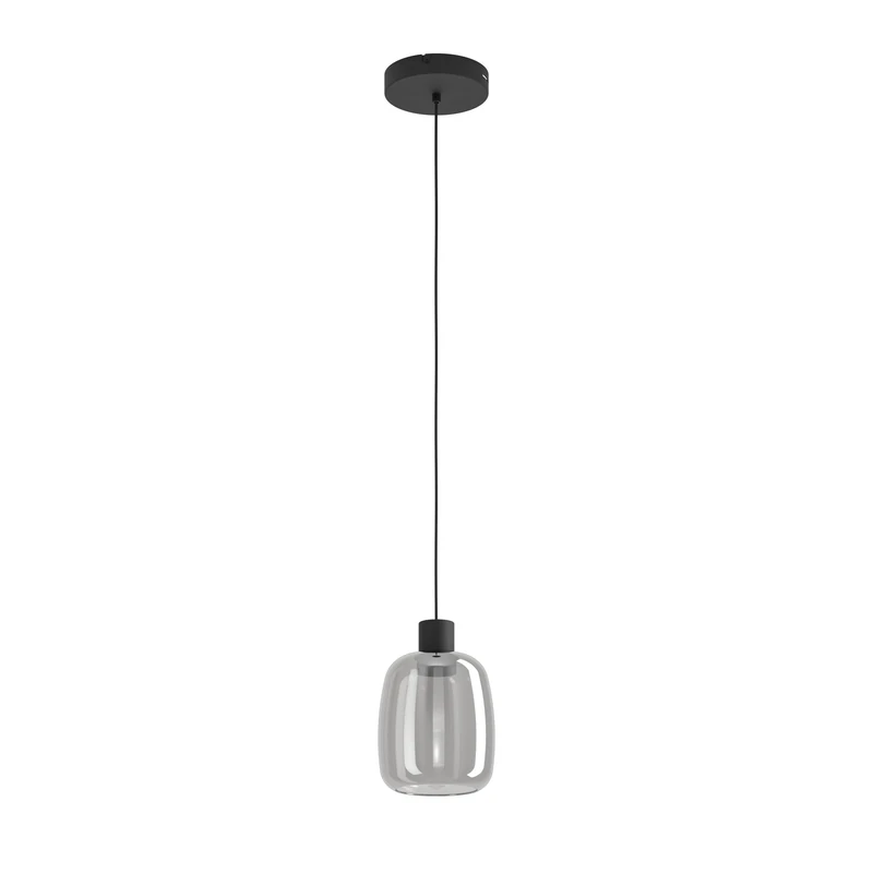 Eglo Connect.z Smart-Home LED Pendant Light Molochio-Z, Hanging lamp Made of Black Metal and Smoked Glass, ZigBee, app and Alexa Voice Control, Warm White-Cold White, RGB, dimmable