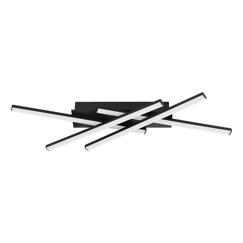 Eglo LED Ceiling Light Fixture Vascella, Rod-Shaped Flush Mount lamp for Kitchen and Office, Made of Metal Plastic in Black White, Neutral 69 x 12 cm