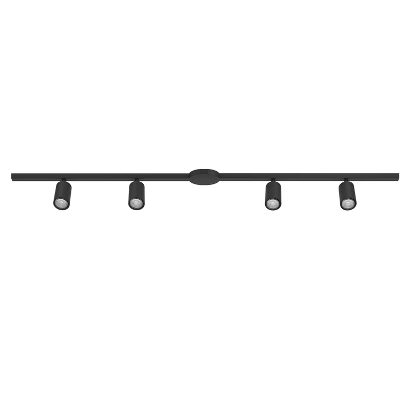 Eglo High-Voltage Track System Easy Track, Expandable Set with 4 Ceiling spotlights, Light Rail Made of Aluminium and Plastic in Black, Lamps GU10 Socket, 192.5 cm