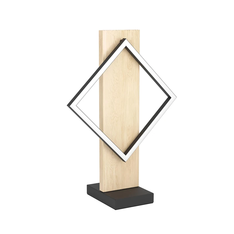 Eglo LED Bedside lamp Boyal, Table Light Fitting with Wooden Beam, Living Room and Bedroom Lighting, Light Wood and Black Metal, FSC Certified, Warm White, 42.5 cm