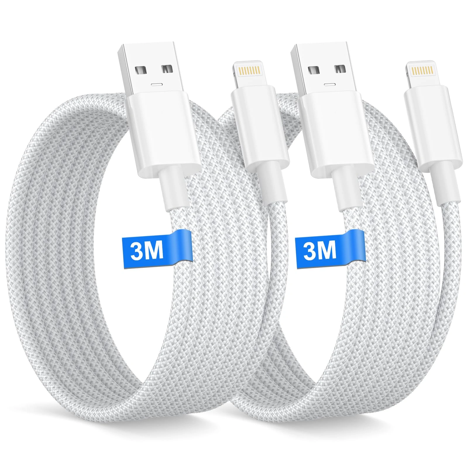 iPhone Charger Cable 3M 2Pack[Apple MFi Certified], USB to Lightning cable for Phone 14 13 12 Pro Max XR XS 8 7 6 5 SE iPad, Nylon Braided Long phone Charger cables iphone USB cable iphone Lead Wire