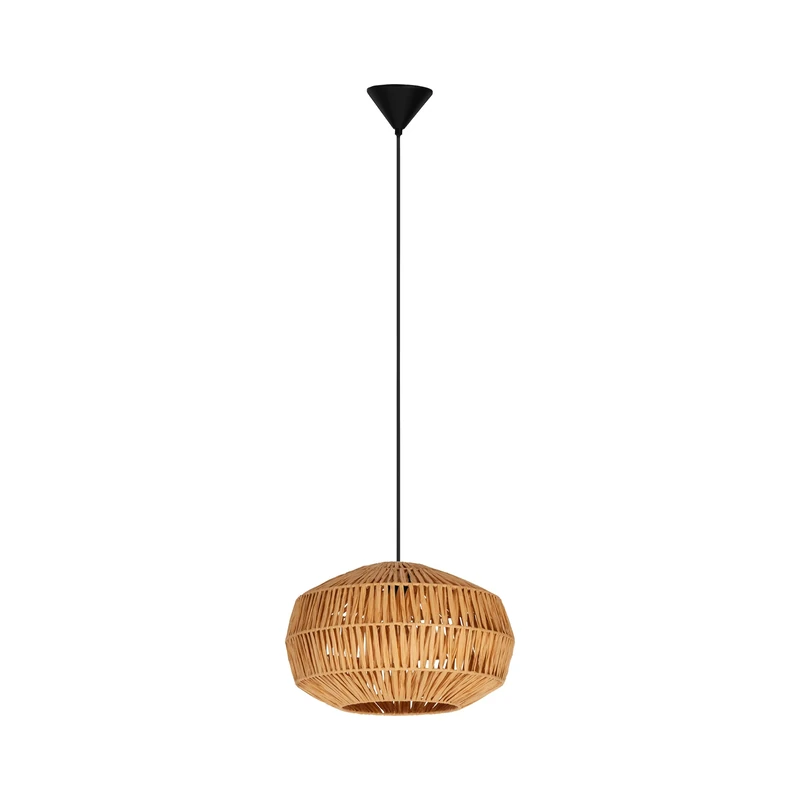 Eglo Pendant Lighting Sheldon, Boho Hanging lamp for Dining Table, Ceiling Light Fitting Living Room, Raffia Paper lampshade, E27 Socket, Ø 38 cm