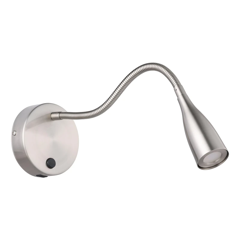 Eglo LED Bedside Wall Light Olivandino 1, Indoor Reading lamp with Adjustable swan Neck, Switch and USB Charging Function, Bedroom and Living Room Lighting, Metal in Silver, Warm White