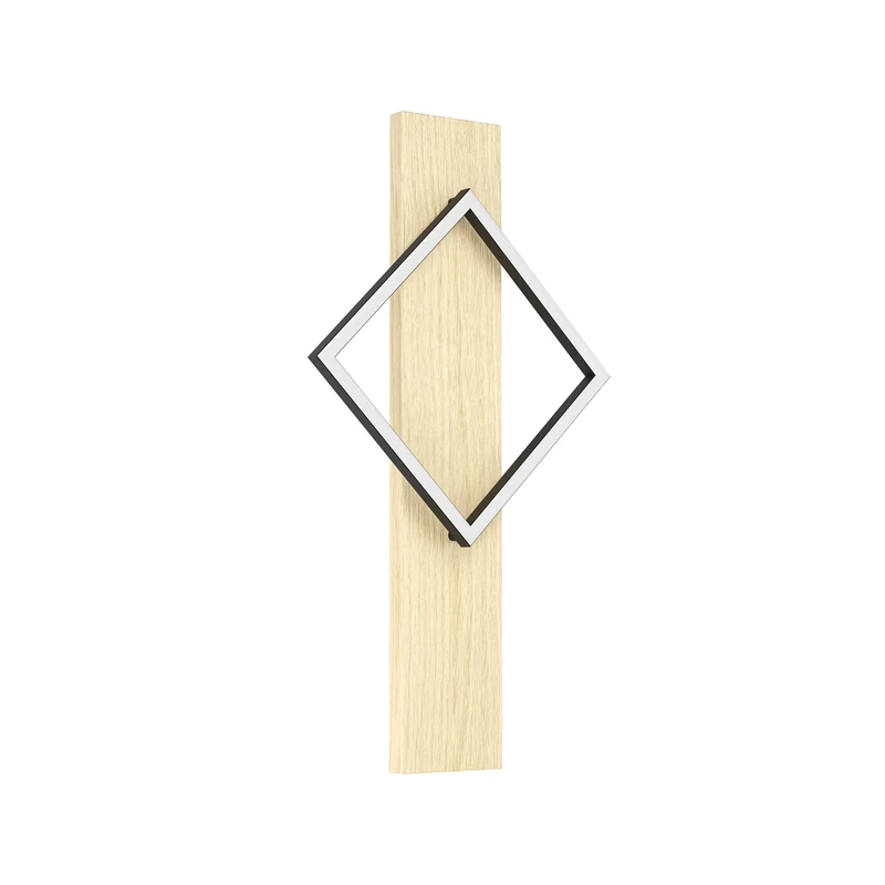 Eglo LED Indoor Wall Light Boyal, Living Room lamp with Wooden Beam, Bedroom and Hallway Lighting, Light Wood and Black Metal, FSC Certified, Warm White, 56 cm