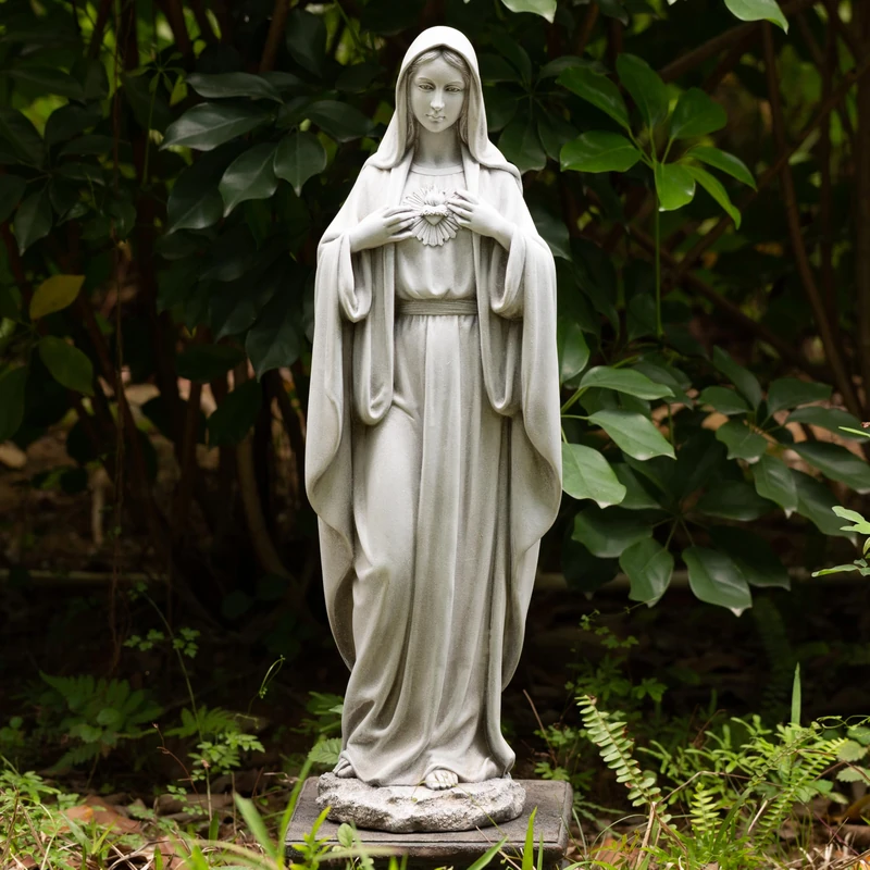 BC Catholic Immaculate Heart of Virgin Mary Statue, 24.5" H Holy Mother Statue for Garden, Mother Mary Décor for Outdoor Yard Patio Lawn Hallway, Religious Gift, Handpainted by Buildclassic