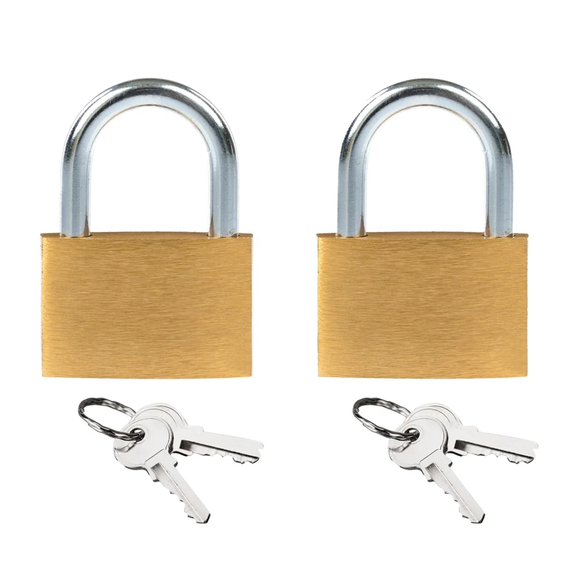 Pack of 2 32mm Iron Padlocks with 6 Keys - Heavy Duty Indoor and Outdoor Padlock for Doors, Sheds, Warehouses, Offices and More, Small Luggage Lock with Hardened Steel Shackles (2 Iron Padlocks)