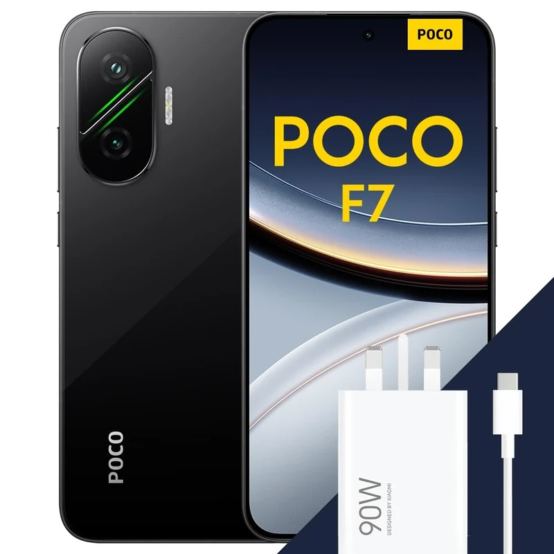 POCO F7 Smartphone, 12+256GB, Black, Flagship Snapdragon® 8s Gen 4, 6500mAh battery, 50MP Sony camera with OIS, 6.83" 1.5K 120Hz AMOLED display (Included power adapter)