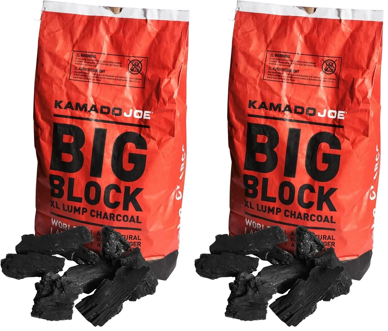 Kamado Joe KJ-CHAR Natural Reusable Lump Charcoal for BBQ, Smoking, Grilling. Long Life Up to 18 Hours, 9.1kg, Pack of 2, Black, XL
