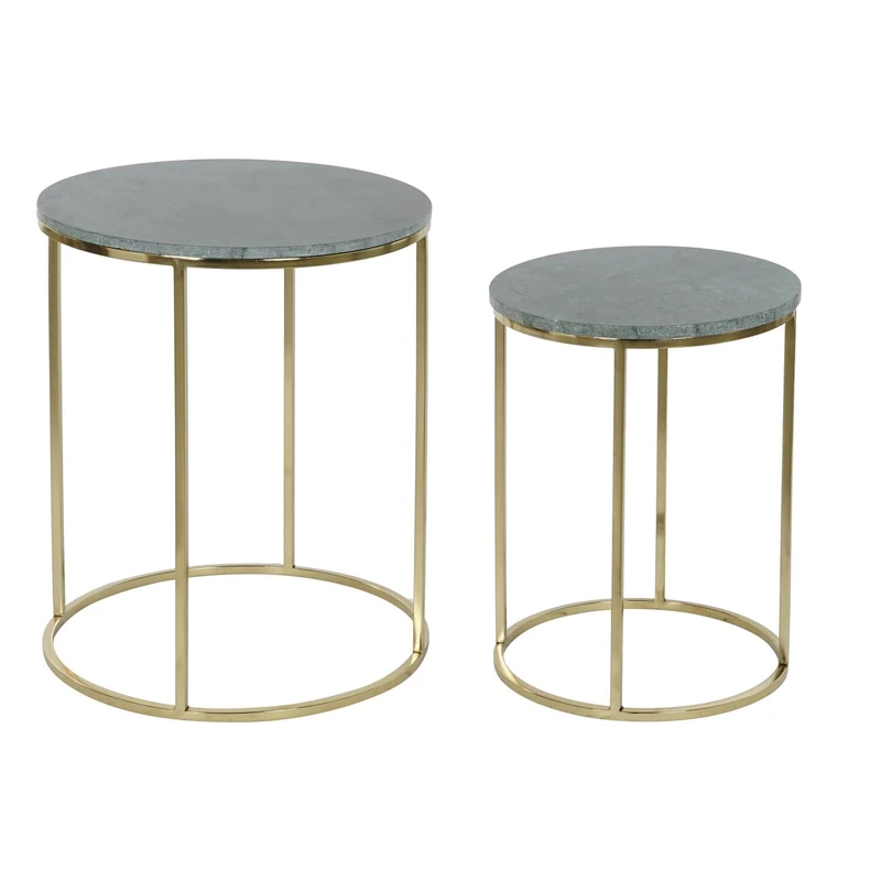 AlexandreHouse Side Table Set of 2 Aluminium 46 x 46 x 58 cm Thickness 15 m