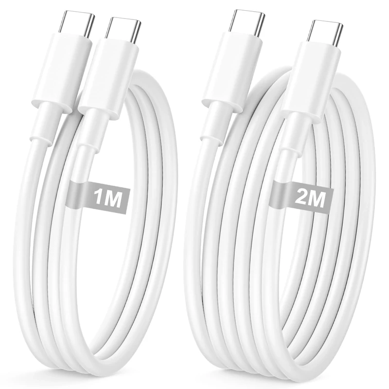 USB C Charger Cable 1M+2M 2Pack, 60W iPhone 17 16 15 Charger Cable USBC to USBC cable 2M Fast Charging cable Type C iphone Charger CabLe Wire Lead for iPhone 15 16e 16 Pro Max/Plus,iPad Pro/Air/Mini