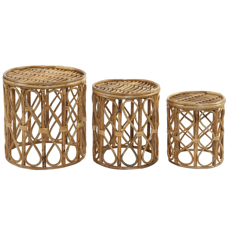 AlexandreHouse SIDE TABLE SET 3 WICKER 38X38X43,4 1,00