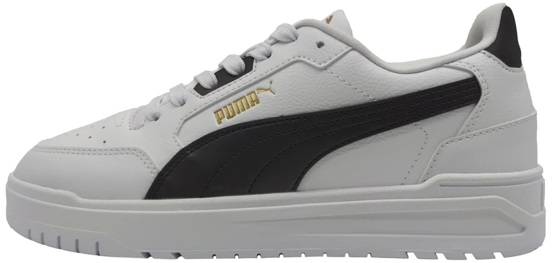 PUMA Unisex Shuffle Downtown Sneaker, White Black Gold, 9.5 UK