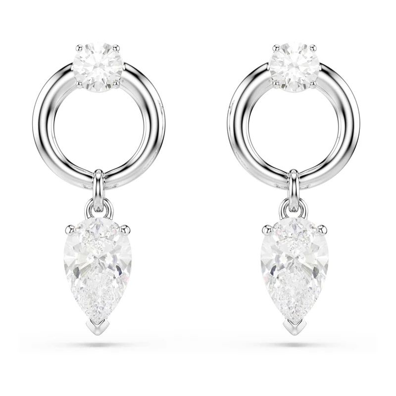 Swarovski Mesmera Drop Earrings, Clear Mixed-Cut Crystals in a Rhodium-Finished Setting, Part of the Swarovski Mesmera Collection