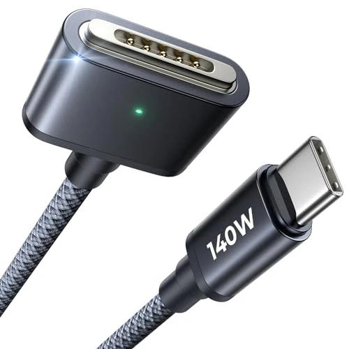LISEN USB-C to Magnetic 3 Cable (3.3FT/Midnight) for M4 MacBook Air Pro Charger, 140W Magnetic Safe 3 Cable for MacBook Air (15''/13'' M4 2025, M3 2024, M2 2023, M2 2022), Pro (16"/14" 2024/2023/2021)