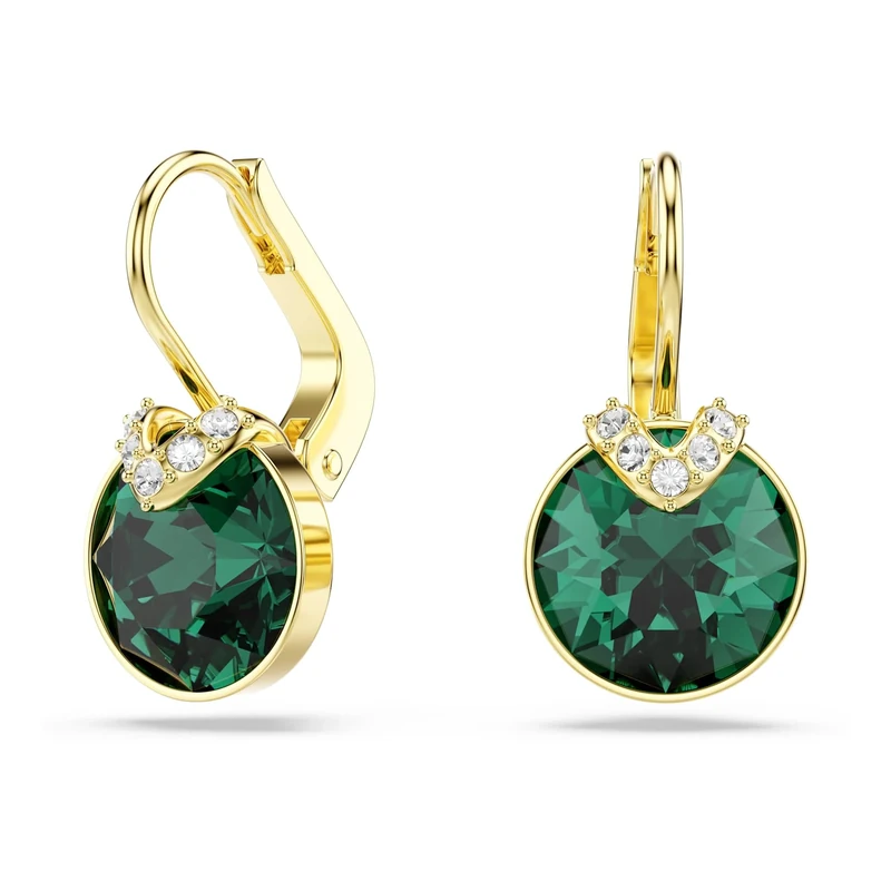 Swarovski Bella V Drop Earrings, Green Round-Cut Crystals in a Gold-Tone Finished Setting, Part of the Swarovski Bella Collection