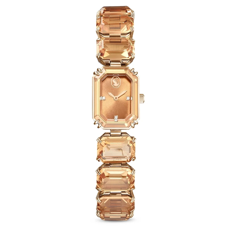 Swarovski Bracelet Watch, Water-Resistant Brown Wristwatch in a Champagne Gold-Tone Finish with Brown Crystals and Crystal Bracelet Strap, Inspired by The Millenia Collection