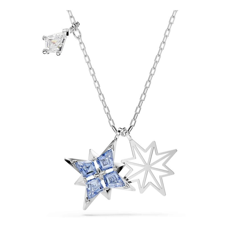 Swarovski Symbolica Pendant Necklace, Star Motif with Blue and Clear Mixed-Cut Crystals in a Rhodium Finished Setting, Part of the Symbolica Collection