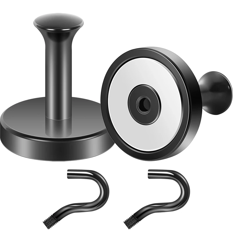 Neosmuk Magnetic Coat Hook,170lb Strong Extra Heavy Duty Magnet Hooks,Magnetic Wreath Hanger/Holder for Metal Doors,Purse,Towel,Stocking,Cruise Cabin,Black,2 Pack