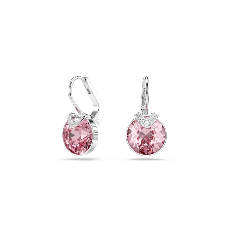 Swarovski Bella V Drop Earrings, Pink Round-Cut Crystals in a Rhodium-Finished Setting, Part of the Swarovski Bella Collection