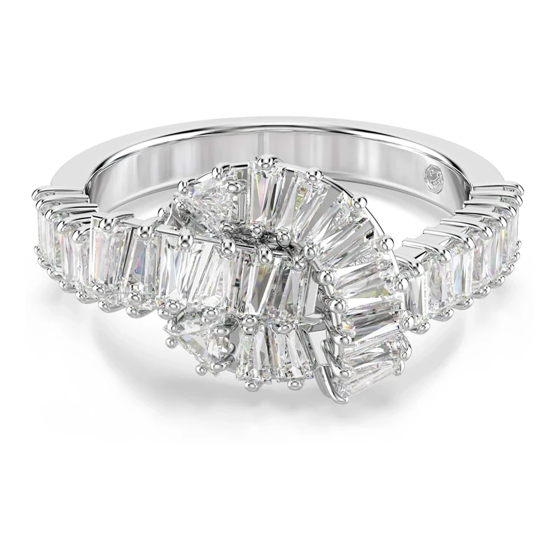 Swarovski Matrix ring White, Rhodium plated