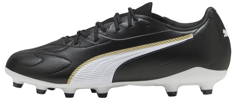 PUMA King 20 Match FG/AG JR Soccer Shoe, Black White Gold, 5 UK