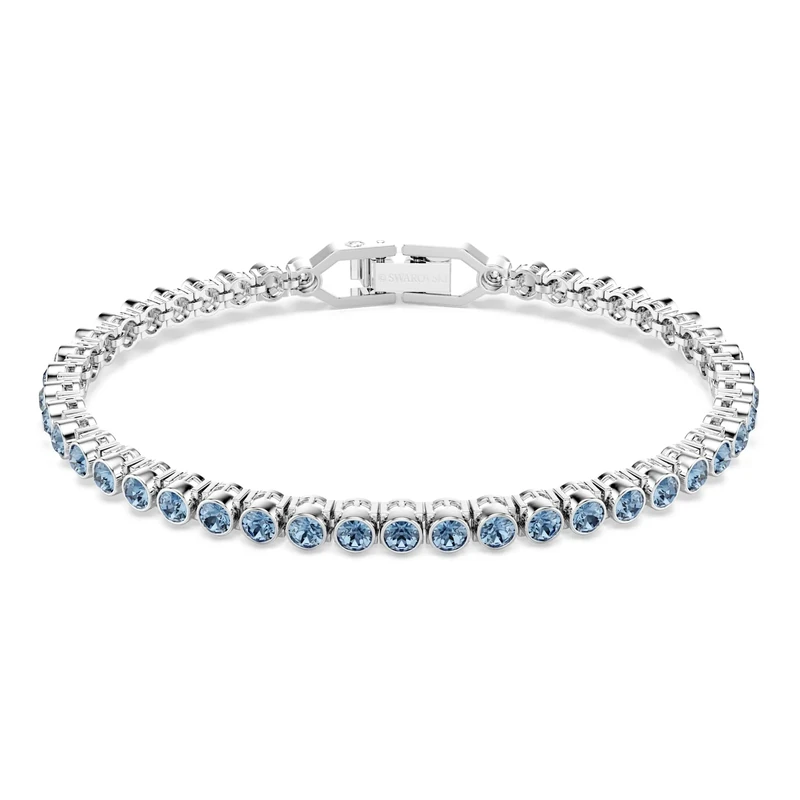 Swarovski Imber Emily Tennis Bracelet, Blue Round-Cut Crystals in a Rhodium-Finished Setting, Part of the Imber Collection