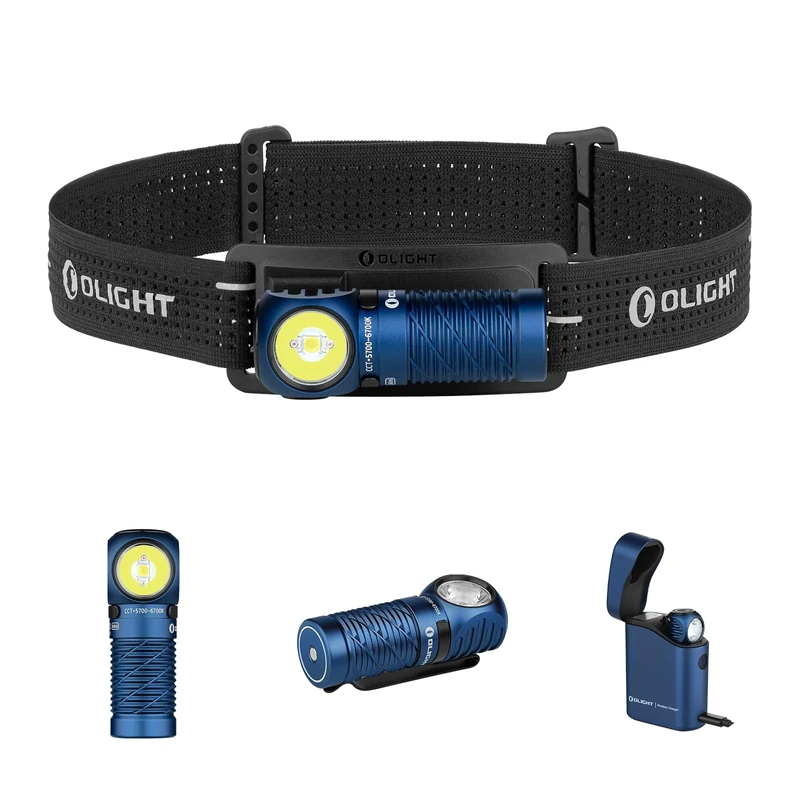 OLIGHT Perun 3 Mini Premium Edition Headlamp 1200 Lumens LED Head Torch, Rechargeable Headlight with Red Light Option, Ideal for Camping, Working, Repairs and Outdoors (Midnight Blue)