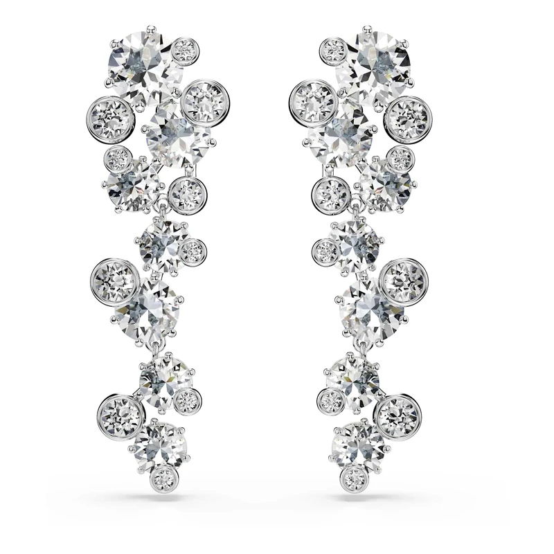 Swarovski Constella Drop Earrings, Clear Mixed-Cut Crystals in a Rhodium-Finished Setting, Part of the Swarovski Constella Collection