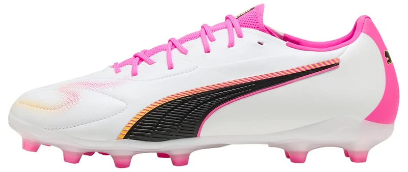 PUMA Unisex King 20 Match Firm Ground/Artifical Ground Football Boots, PUMA White-Poison Pink-Bright Aqua, 6.5 UK - Image 1