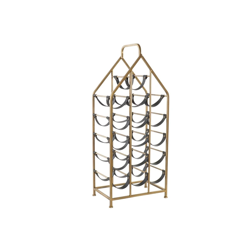 AlexandreHouse BOTTLE RACK METAL PU 37X23,5X88 GOLD - Image 1