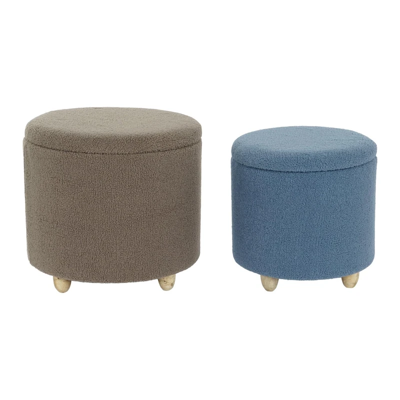 AlexandreHouse FOOTREST SET 2 POLYESTER WOOD 50X50X45 - Image 1