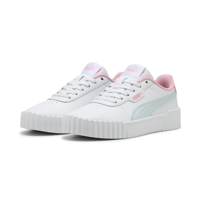 PUMA Carina 3.0 JR Sneaker, White-SEA Glass, 6 UK