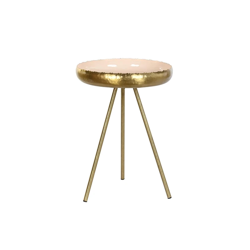 AlexandreHouse SIDE TABLE ALUMINIUM 43X43X61 LACQUER PINK STICK